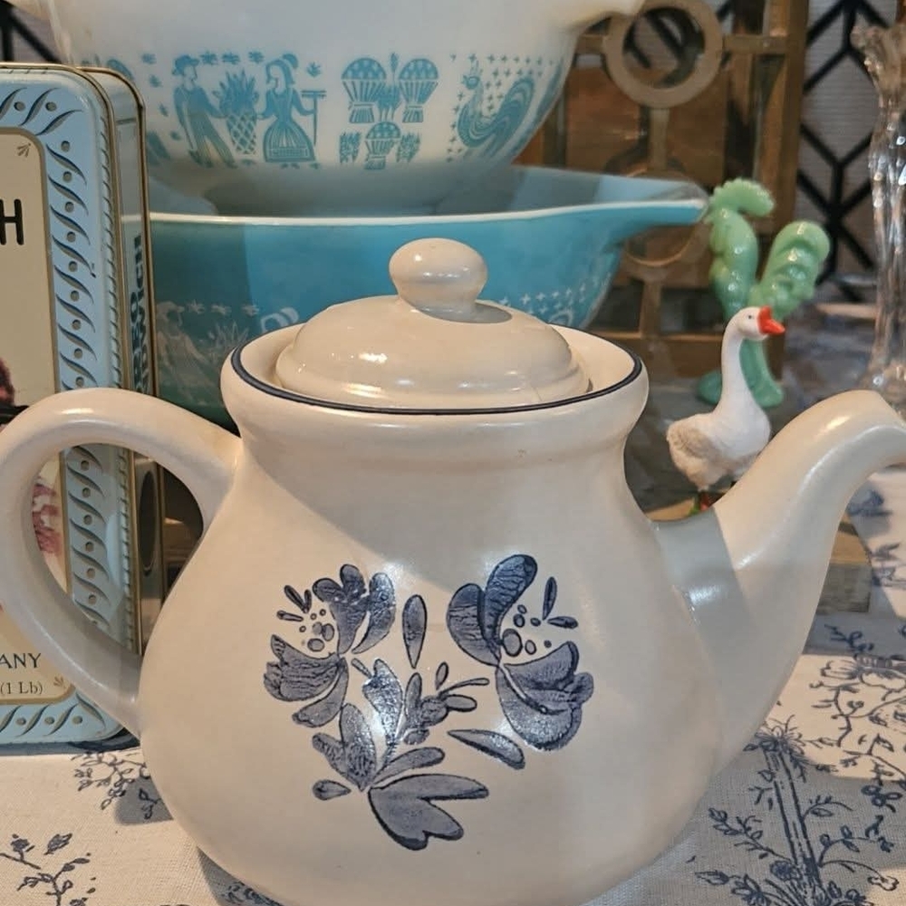 Pfaltzgraff Blue Floral Ceramic Teapot